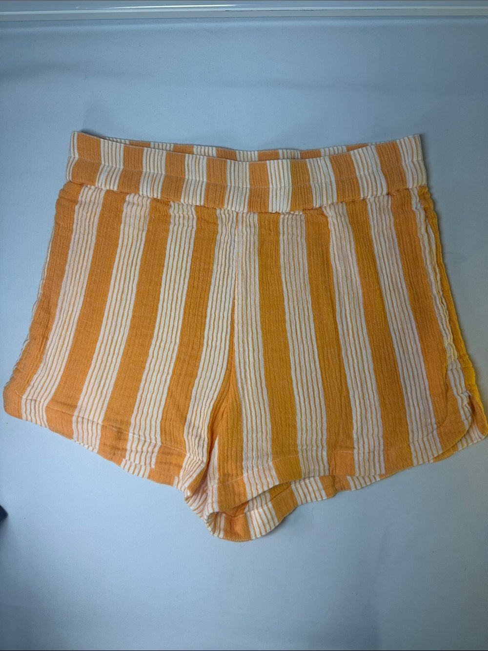 Rip Curl Orange White Striped Cotton Gauze Shorts Size M